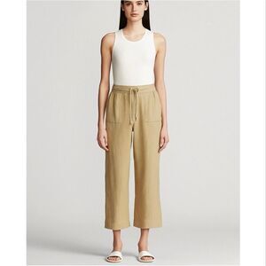 Lauren Ralph Lauren Linen Wide-Leg Pant Tan Drawcord-waist Lagenlook Women’s 12P